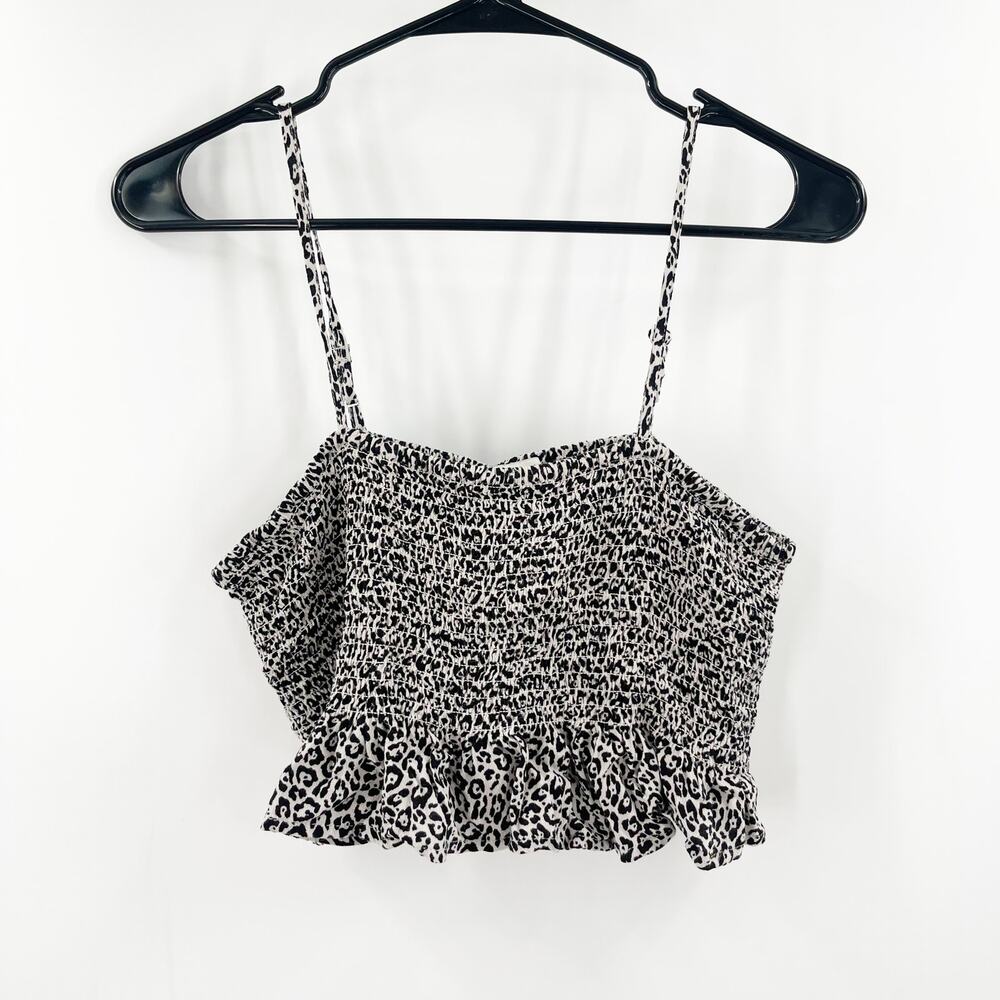 AMERICAN EAGLE Tank Top Size Small Crop Animal Print Black Adjustable Strap